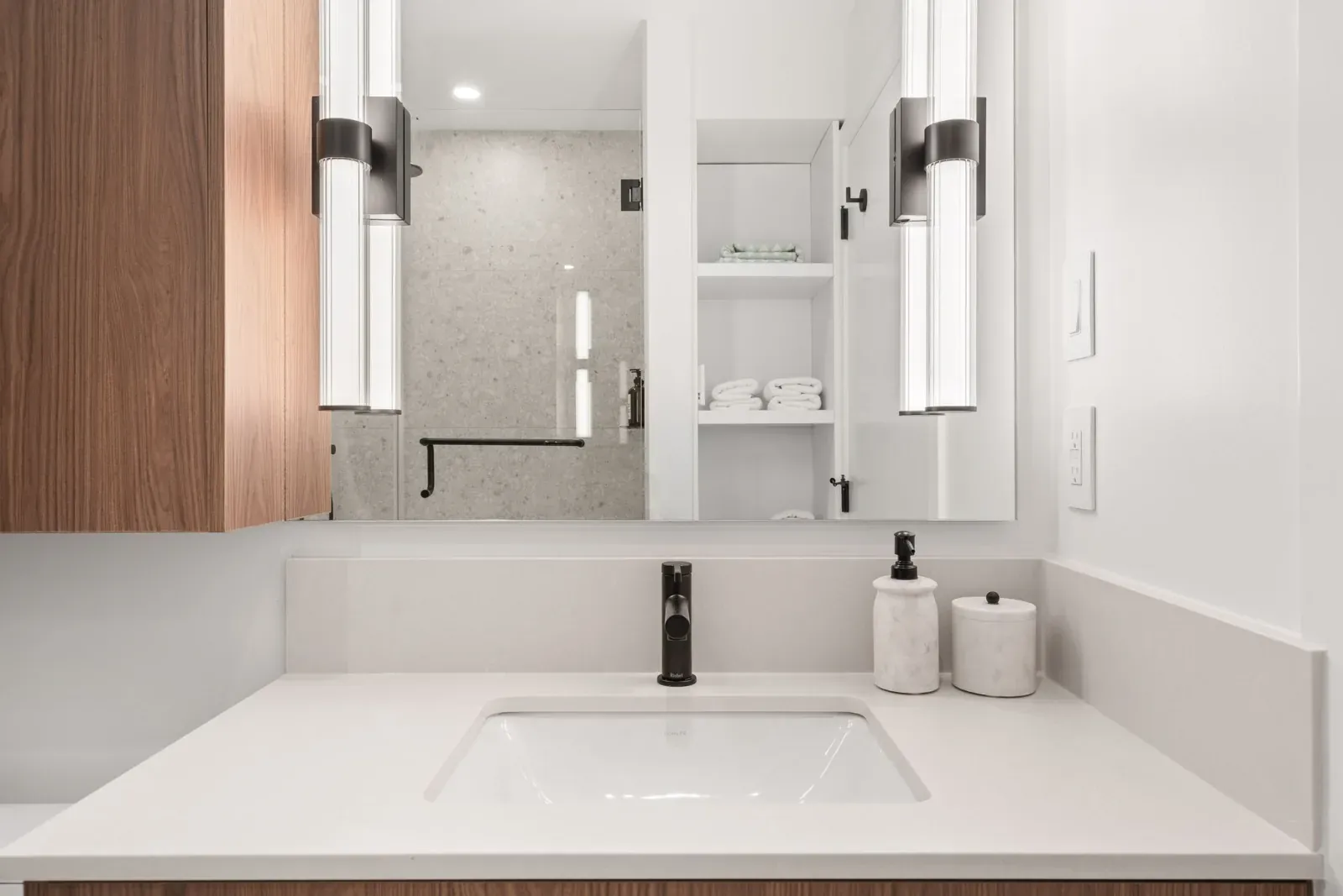 Quintet | 2240 E 40th Ave Fiveplex: bathroom vanity detail