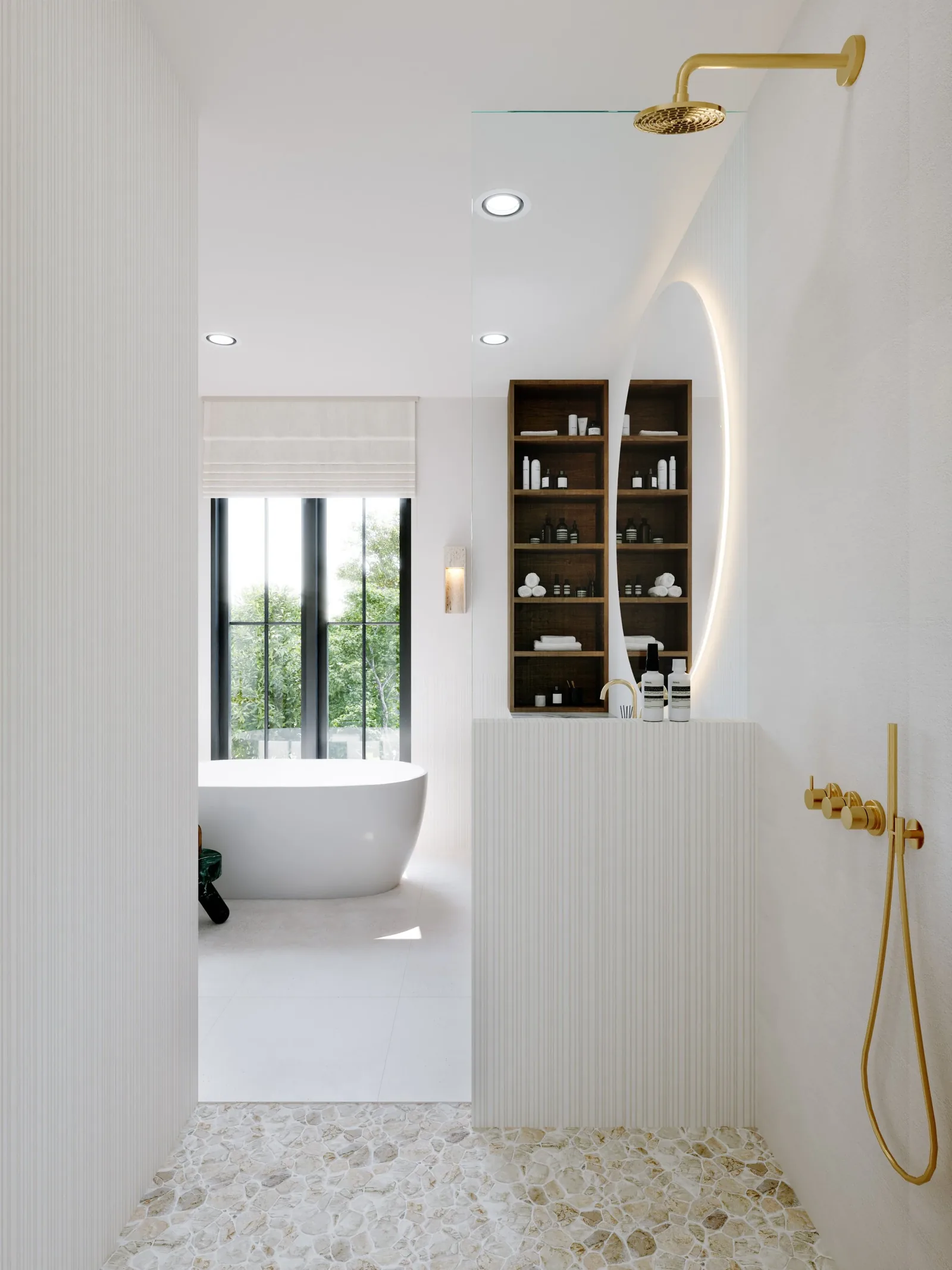 Pine Crescent bathroom with freestanding soaking tub